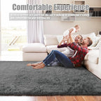 8x10 Fluffy Area Rugs for Living Room, Shag Area Rug for Bedroom, Deep Grey - Image 6