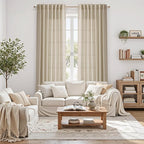 Eggshell Beige Linen Curtains 80 Inch Length - Image 6