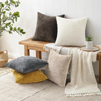 decorUhome Dark Brown Chenille Throw Pillow Covers 18x18 Set of 2 Textured Soft - Image 5