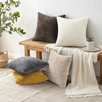 decorUhome Dark Brown Chenille Euro Sham Throw Pillow Covers 26x26 Set of 2 - Image 5