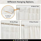 MYSKY HOME Linen Curtains for Sliding Glass Door, Back Tab Semi Sheer Curtain - Image 3