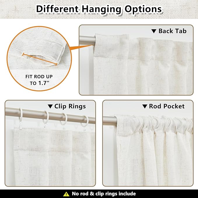 MYSKY HOME Sheer Curtains 63 Inch Length - Image 3