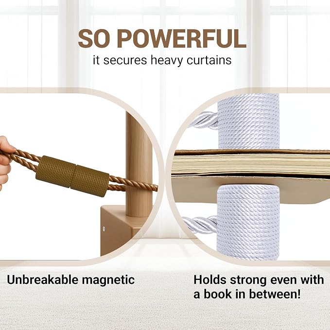 Hion Magnetic Curtain Tiebacks Dark Brown 2pcs, Curtain Tiebacks Buckles - Image 5