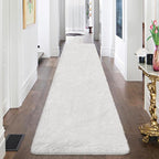 Runner Rug for Bedroom White 2x8ft Fluffy Area Rug Bedside Runner Rug for Kids - Image 2