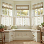 jinchan Belrose Linen Floral Kitchen Curtains 24 inch Length Embroidered - Image 2