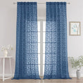 Chyhomenyc Extra Long Dusty Blue Sheer Curtains 108 Inch Length 2 Panels Set by Chyhomenyc