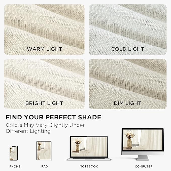 Joydeco Linen Curtains for Living Room, Light Filtering Rod Pocket Back Tab - Image 6
