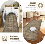 Washable Area Rug 2'6'' x 8' Vintage Traditional Persian Mat - Image 7