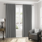 Guken Dark Grey 100% Blackout Linen Curtains 102 Inch Length 2 Panels Set - Image 8