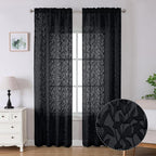 Lecloud Leia Jacquard Black Sheer Curtains 96 Inches Long 2 Panels, Balance by Lecloud