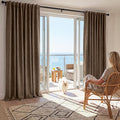 RYB HOME Coffee Linen 100% Blackout Curtains by RYBHOME