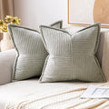 MIULEE Light Grey Corduroy Pillow Covers 16x16 Inch by MIULEE