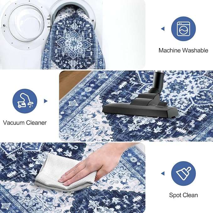 Yamaziot Washable Runner Rug, 2x8 Non-Slip Boho Vintage Hallway Rug Runner - Image 4