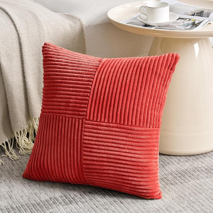 Fancy Homi 2 Packs Red Big Decorative Throw Pillow Covers 24x24 Inch - Image 2
