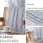 Lecloud Leia Light Grey Semi Sheer Curtains 45 Inch Length 2 Panels, Jacquard - Image 7