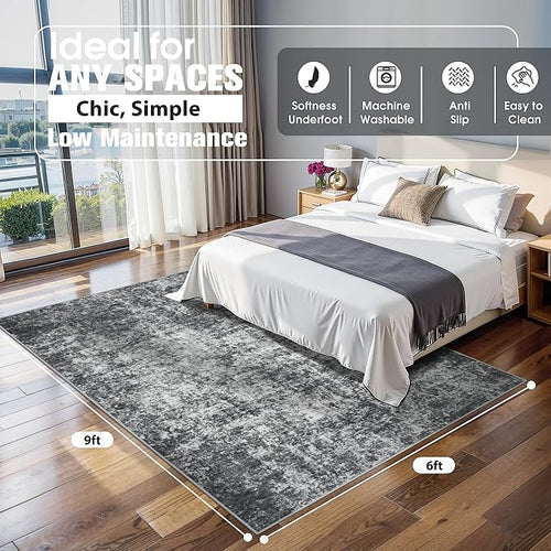 6x9 Area Rugs for Living Room Rug Washable: Abstract Rug for Dining Room - Image 2