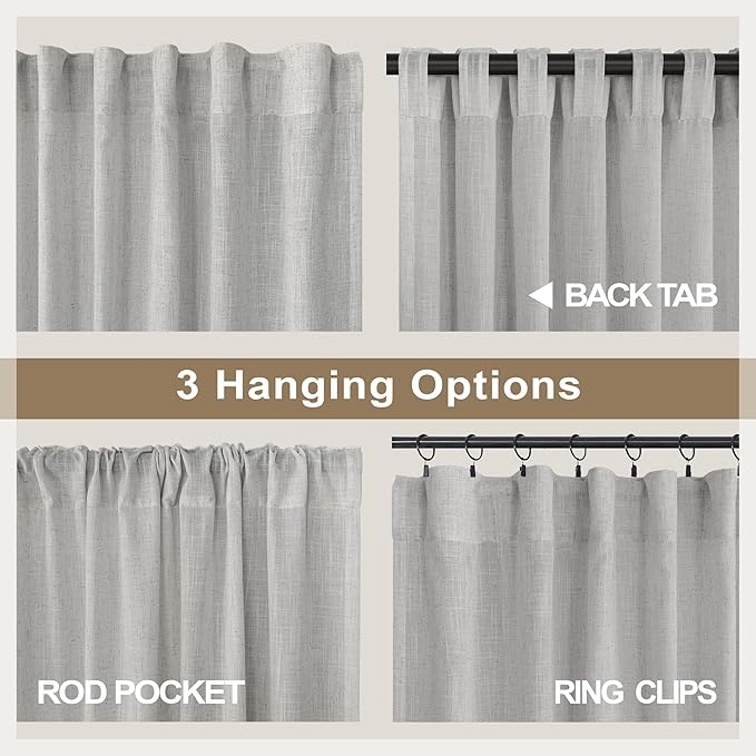 Pitalk Light Grey Linen Curtains 102 Inches Long - Image 5