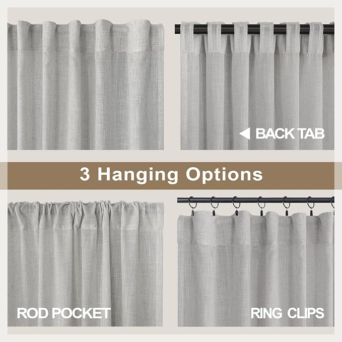 Pitalk Grey Linen Curtains 5 FT Wide by 84 Inch Length - Image 5