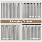 60 Inch Wide Curtains Gray for Boys Bedroom Teen Girls 90 Inches Long Linen - Image 5
