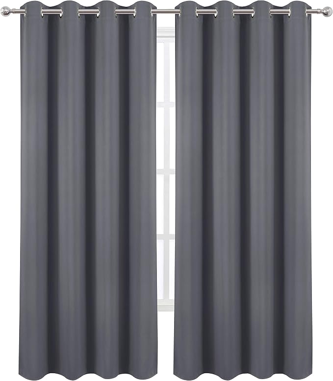 LEMOMO Grey Thermal Blackout Curtains/52 x 95 Inch/Set of 2 Panels Room - Image 2