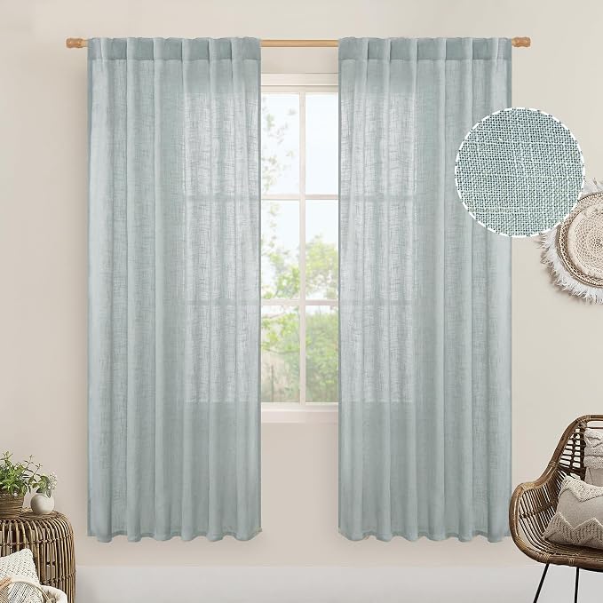 LAMIT Greyish Blue Linen Curtains by LAMIT