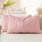 decorUhome Easter Pink Egg Pillow Covers 12x20 Inch Set of 2, Soft Plush Faux by decorUhome