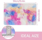 Small Fluffy Colorful Rug for Bedroom Girls 2x3 Mini Kawaii Rainbow Tie Dye - Image 2
