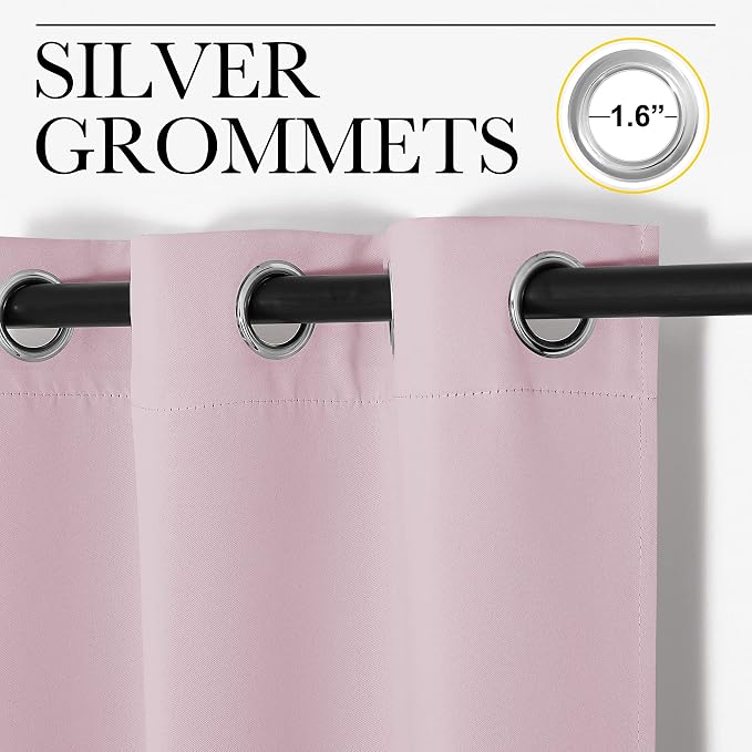NICETOWN Baby Pink Blackout Curtains 96 inches Length - Image 2