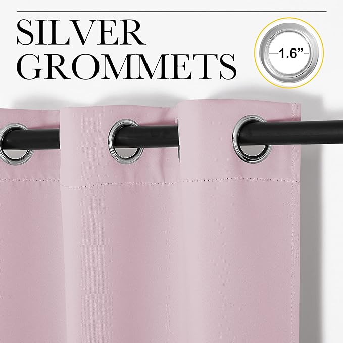 NICETOWN Baby Pink Blackout Curtains 120 inches Length - Image 2
