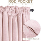 100% Blackout Shield Soft Pink Linen Blackout Curtains - Image 4
