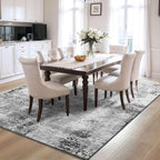 Area Rug 4x6 Grey Rug Washable Boho Rugs Non Slip Low Pile Abstract Small Carpet - Image 4