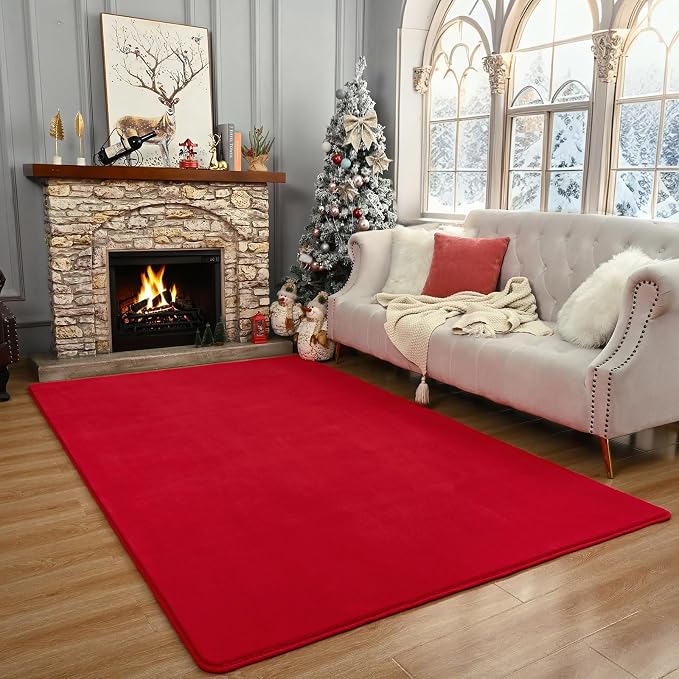 Amearea Large Modern Area Rugs for Bedroom Living Room, 6x9 Feet Red Thickened - Image 9