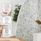 jinchan Floral Curtains 90 Inch Length Blue Flower Linen Farmhouse Curtain - Image 7