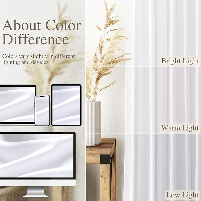 Snow White Linen 120 Inch Curtains - Image 3