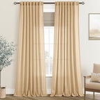 Tan Linen Curtains 108 inches Long by Jolilight