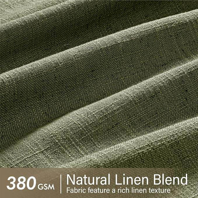 MIULEE Olive Green Pinch Pleated Thick Linen Curtains 84 Inches Long 2 Panels - Image 4