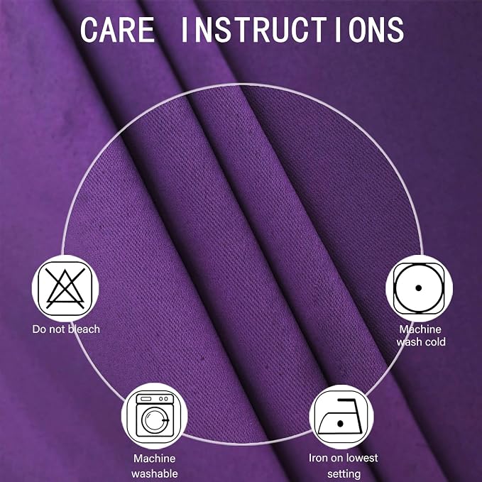 LEMOMO Blackout Curtains 66 x 54 Inch Long Purple Curtains Set of 2 Panels Room - Image 4