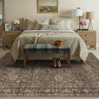 5x7 Washable Area Rug for Living Room Bedroom Vintage Brown Soft Low Pile - Image 3