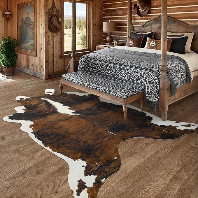 AROGAN Western Decor Faux Fur Cowhide Rug, 5.2x6.3 Feet Premium Animal Skin Cow - Image 5