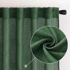 MIULEE Emerald Green Linen Curtains 72 Inch Length - Image 2