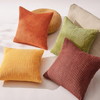 Topfinel Fall Burnt Orange Throw Pillow Covers 16x16 Set of 4, Corduroy Striped - Image 5