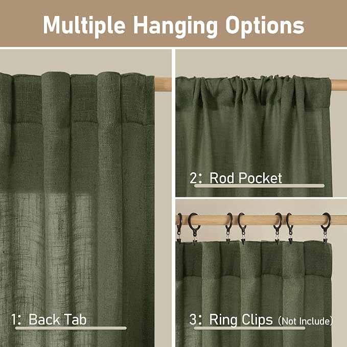 LAMIT Olive Green Linen Curtains - Image 2
