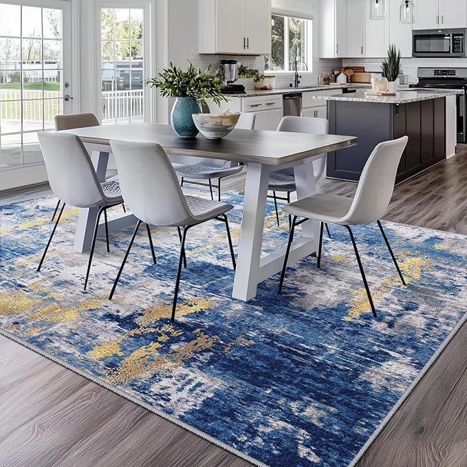 Washable Area Rugs Square 9ft Non-Slip Modern Abstract Soft - Image 8