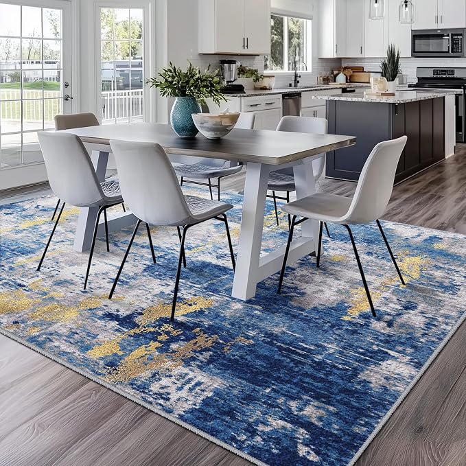 Washable Area Rugs 9'x12' Non-Slip Modern Abstract Soft - Image 4