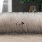 linmopm Faux Fur Rug Sheepskin Shag Fluffy Fuzzy Grey 3x3 ft Rugs - Image 2