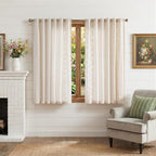 jinchan Belrose Linen Floral Cafe Curtains 45 Inch Length Embroidered Farmhouse - Image 2