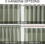 Desert Sage Linen Curtains for Living Room 100 Inches Long Light Filtering Semi - Image 2