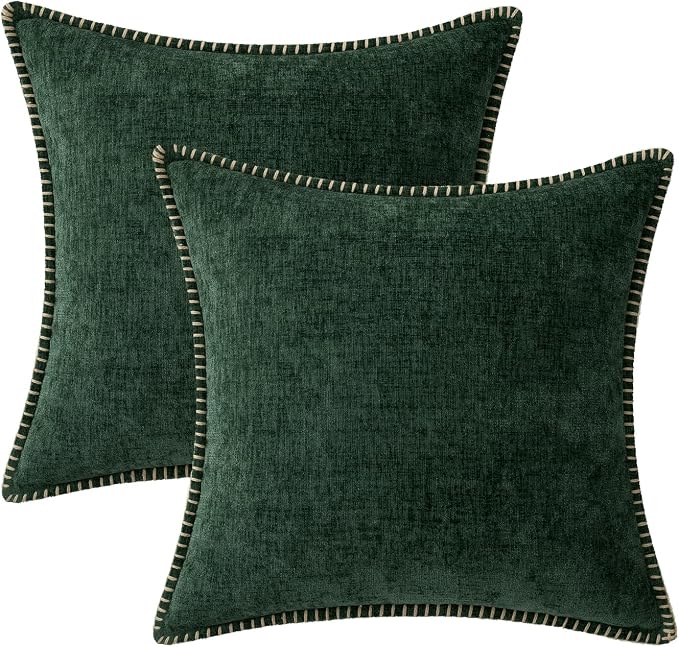MIULEE Pack of 2 Christmas Pillow Covers 18x18 Inch Dark Green Farmhouse - Image 9