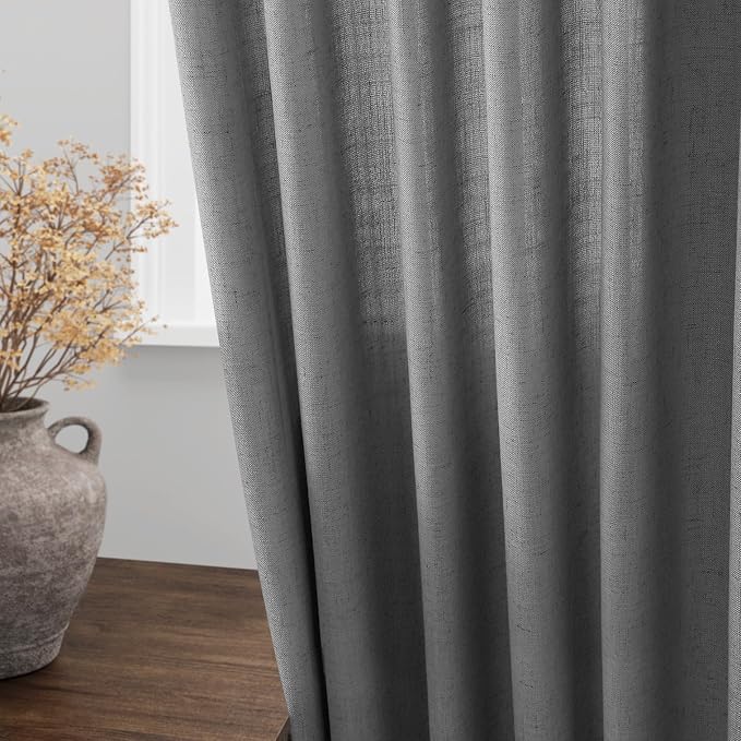Nanspring Dark Grey Semi Sheer Curtains 72 Inches Long 2 Panels Set - Image 4