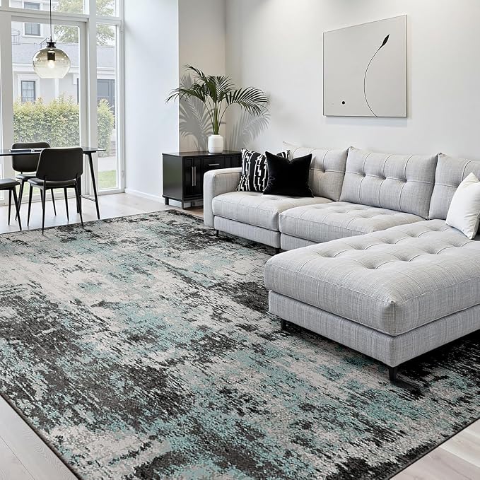 Washable Area Rugs 7'x9' Non-Slip Modern Abstract Soft - Image 2
